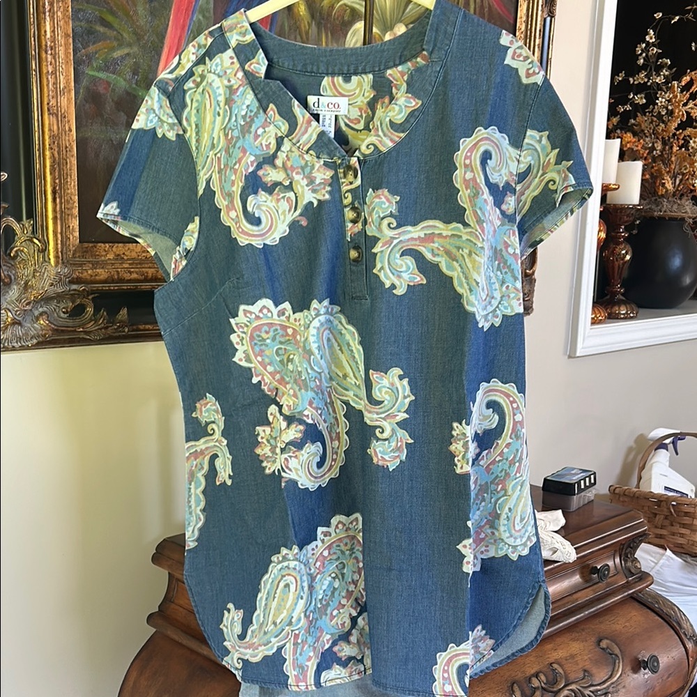 Blue Paisley Women's Top